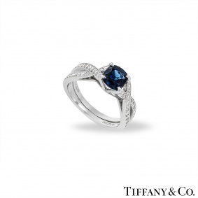 Tiffany & Co. Platinum Sapphire & Diamond Ring